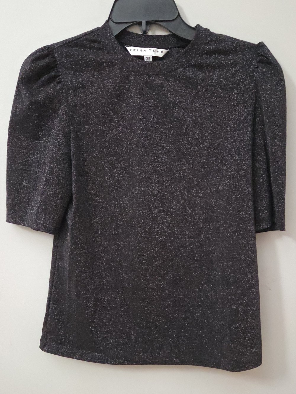 Trina Turk Black Sparkle Puff Sleeve Tee